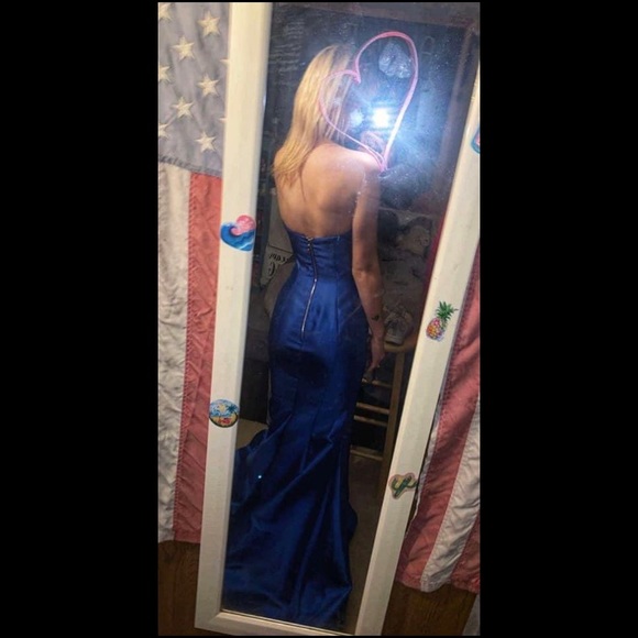 sherri hill royal blue strapless mermaid prom - Picture 2 of 4